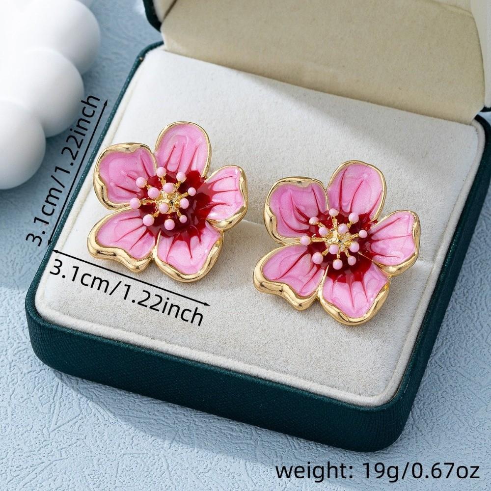 Enamel Floral Stud Earrings Colorful Drop Earrings Sweet Flower Earrings Women