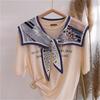 Summer Thin Fake Collar Small Silk Scarf Women'S Korean Version Of Versatile Ins Trendy Shirt With Vest T-Shirt With Shoulder Shawl Autumn