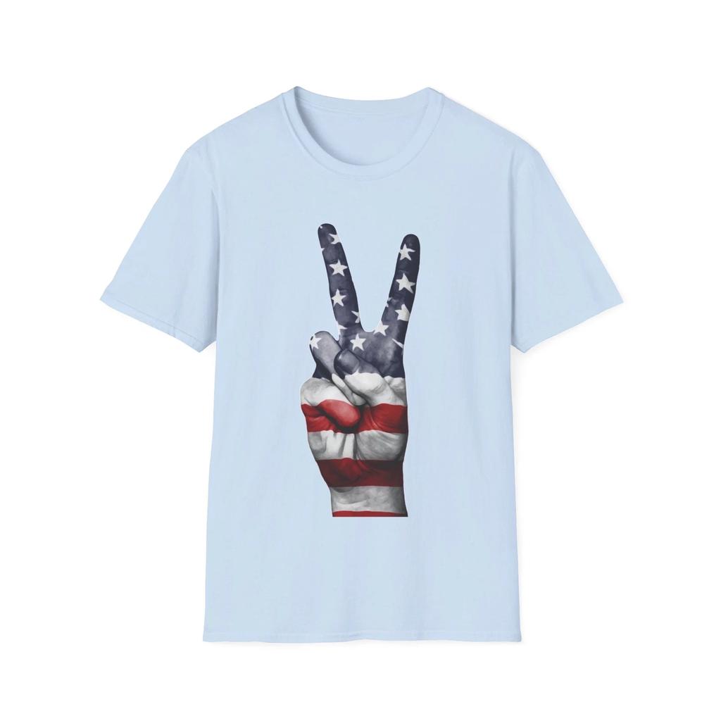 Унисекс Футболка с американским флагом и знаком мира S M L XL 2XL 3XL