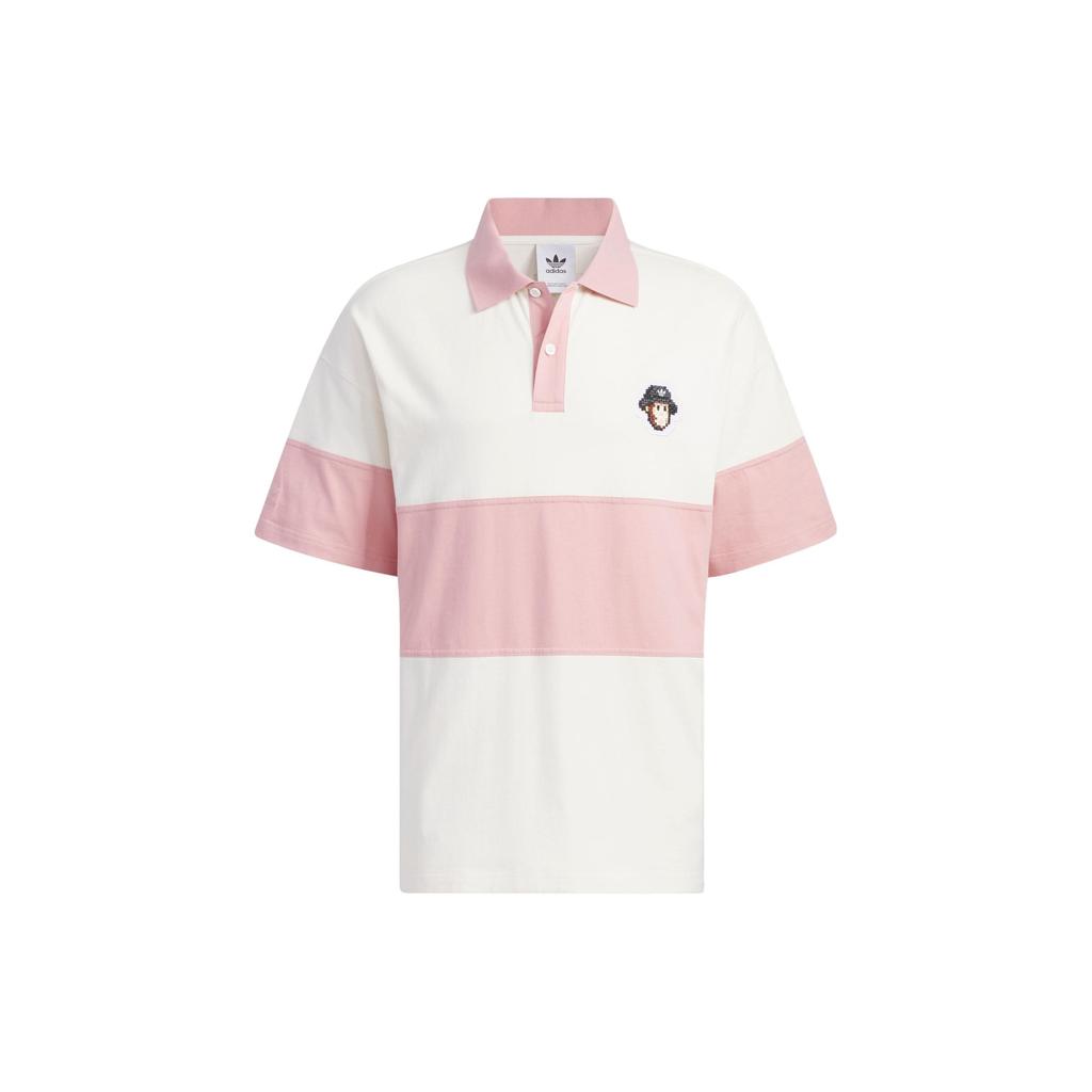 Adidas Originals Monkey Kingdom Cartoon Logo Color Block Polo V.1 Men Tops Pink White IP1800