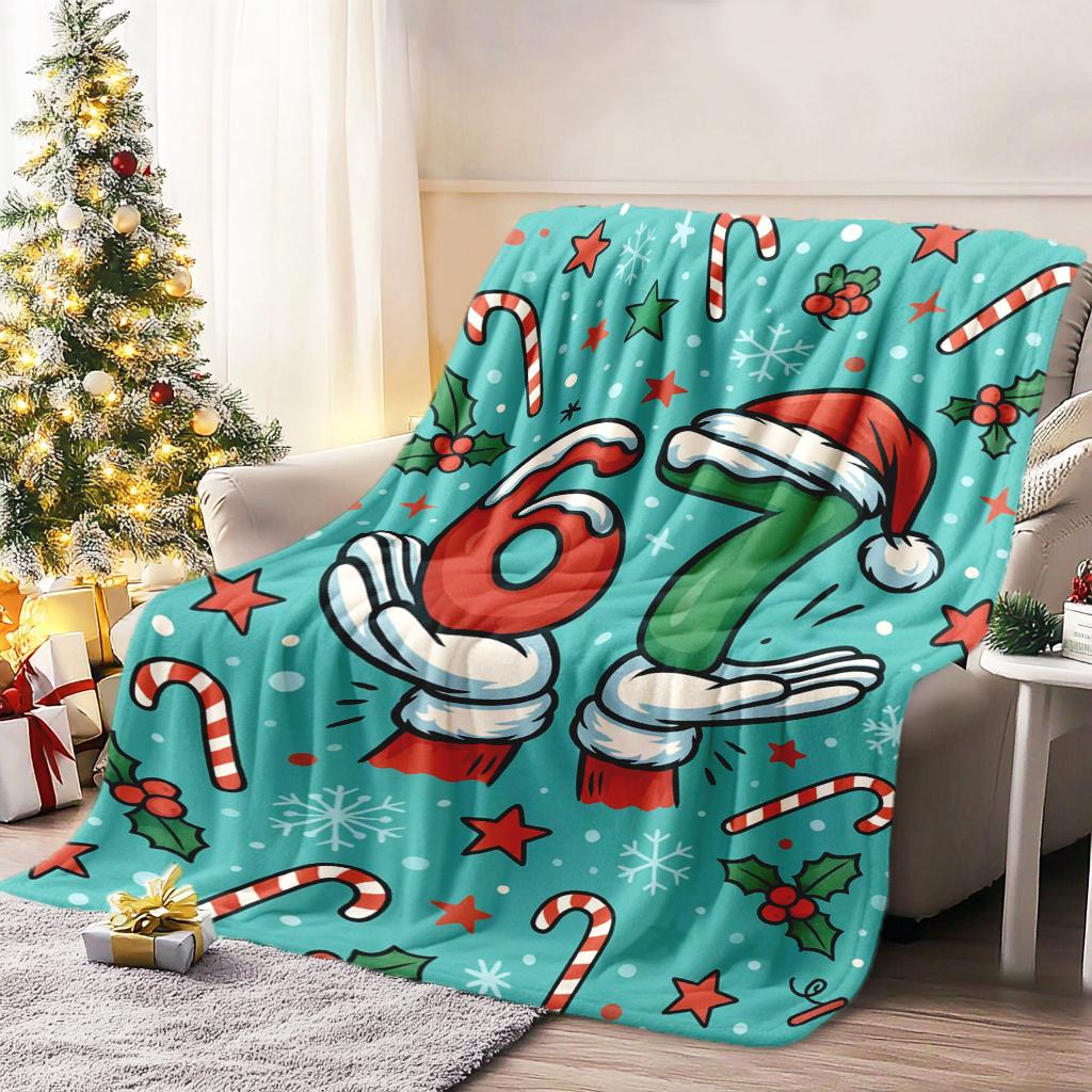 Retro-style 67 number printed soft and warm blanket - suitable for Christmas gifts, camping, traveling, car use, and office use