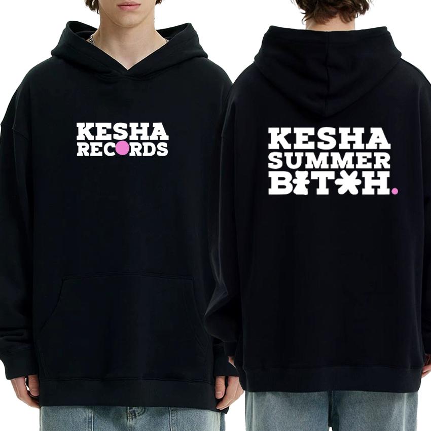 Модная Худи с Графикой Kesha Records, Двусторонний Принт, Мужская Женская, С Длинным Рукавом, Пуловер, Осень Зима, Флис, Унисекс, Свитшоты