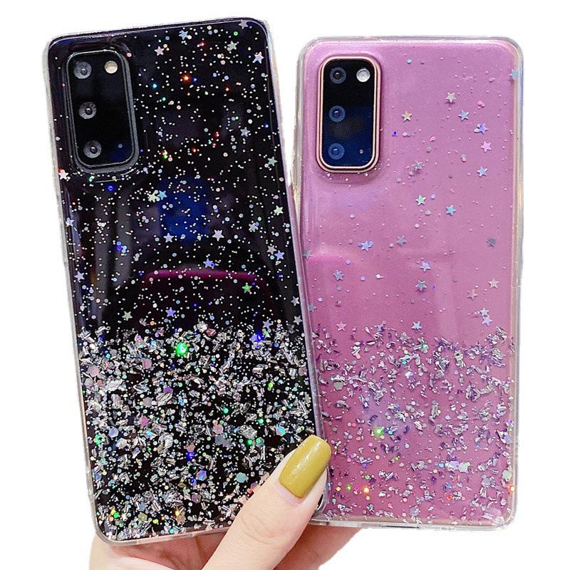 Защитный чехол с серебряной фольгой и блестками для Samsung A23, A03, Note20 и S22 Ultra