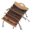 6pcs Men DIY Fashionable Woven Bracelet Retro Multilayer Bracelet Jewelry Accessories