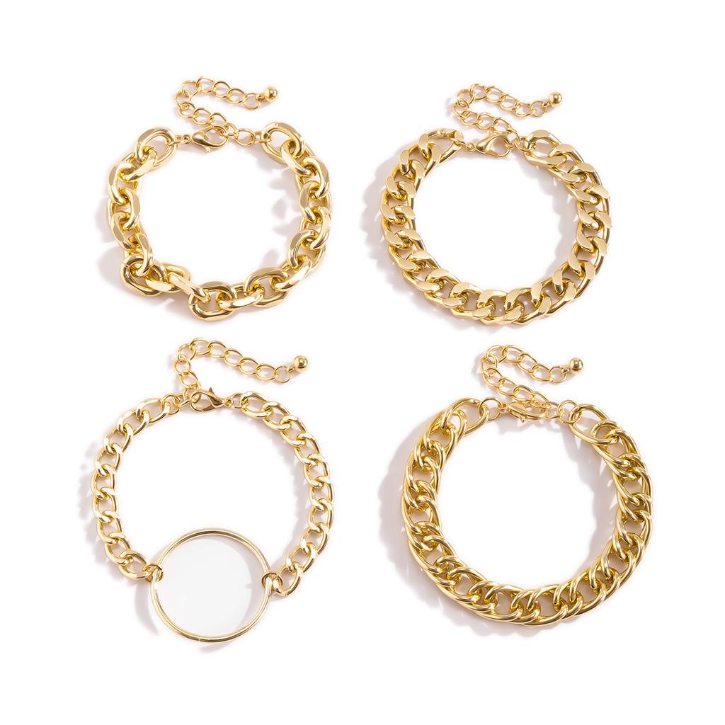 Браслет мода личность простая металлическая цепочка комбинированный браслет геометрический холодный ветер полые украшения