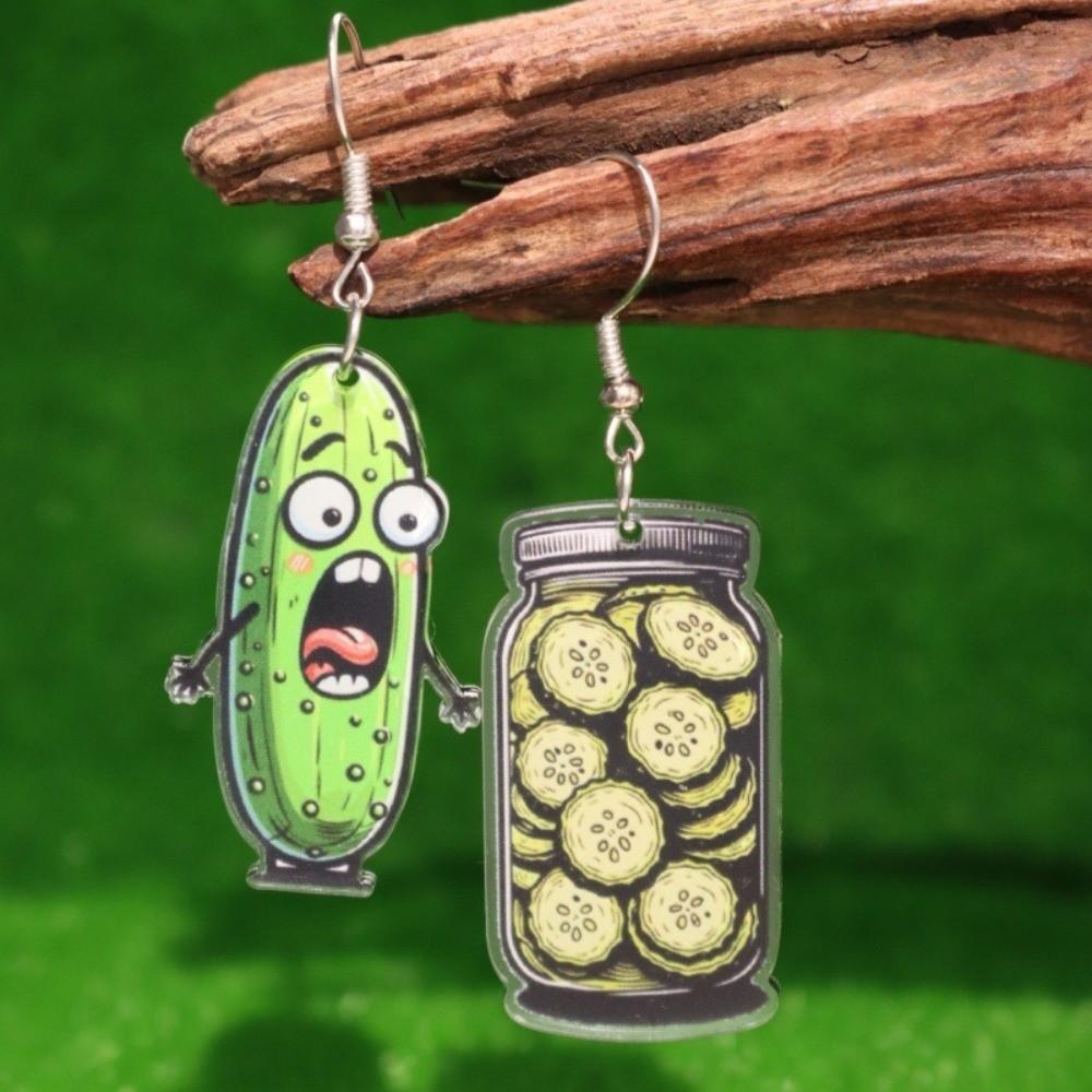 Cute Cartoon Earrings Unique Vegetable Cucumber Earrings Retro Acrylic Pickle Earrings Parties