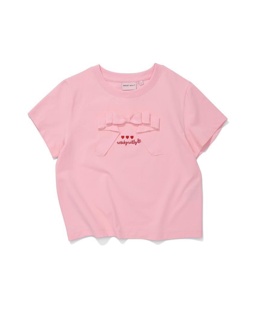 WACKY WILLY [Lo.Fl] Women'S Ribbon Short Sleeve T-Shirt Pink
