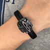 Панк-браслет из нержавеющей стали с орлом, мужские браслеты, черный кожаный браслет из веревки, мужские ювелирные изделия, подарки