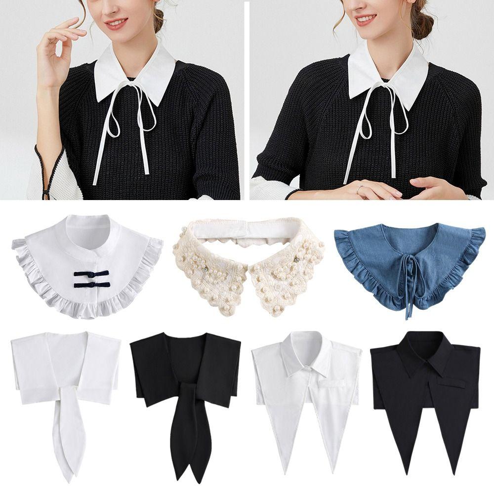 New Lapel Fake Collar Vintage Detachable Shirt Collar for Women Blouse Sweater False Collar Lapel Top Neckwear Ties