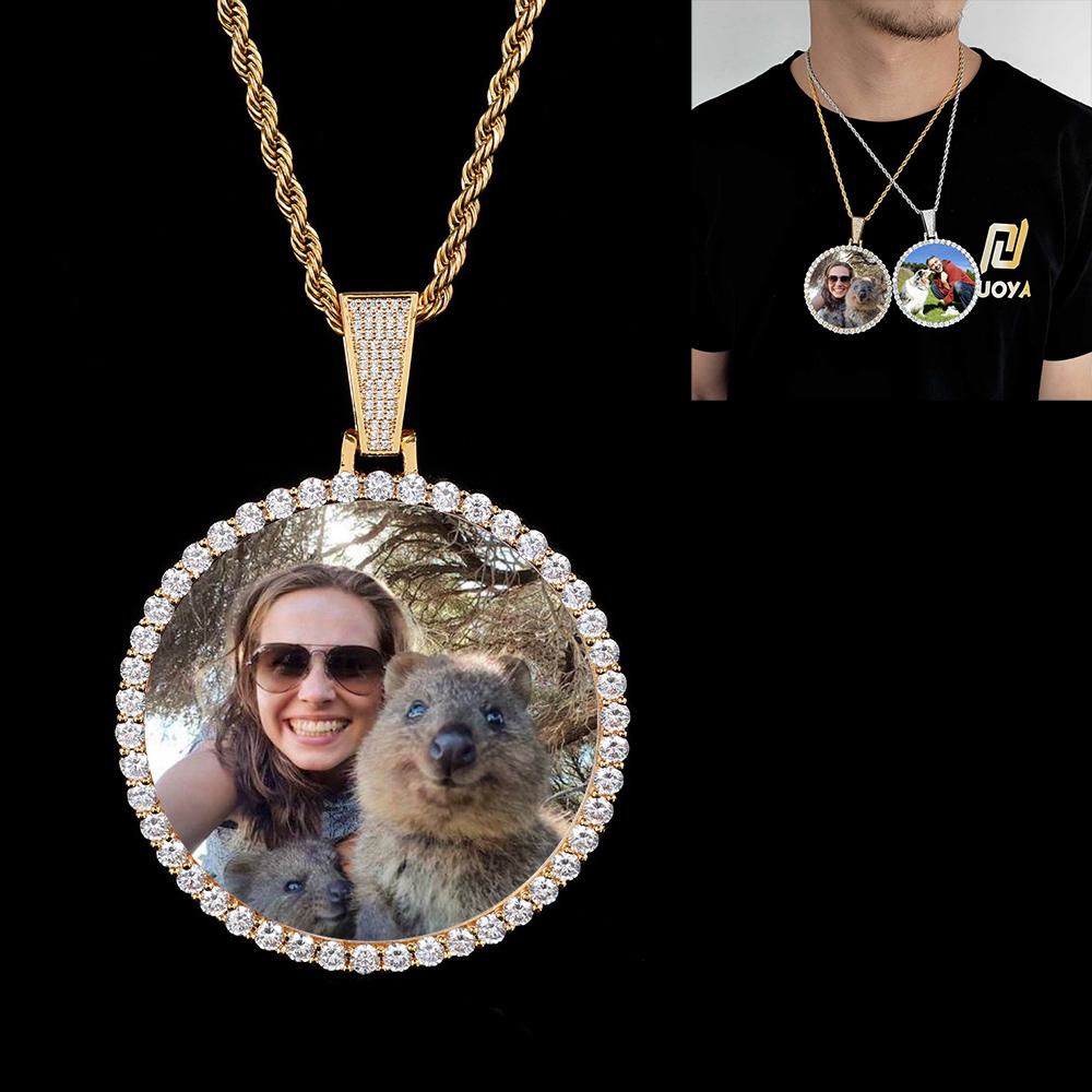 Изготовленный на заказ Большой Фото Медальон Золотой Ожерелье Кулон Iced Out Кубинский Мужской Хип-Хоп Фото Украшение Подарок Можно Бесплатно Настроить