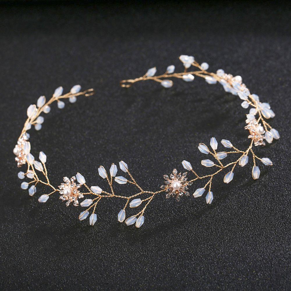 Girls Handmade Tiara Jewelry Rhinestone Headpiece Pearl Head Wear Crystal Headband Bridal Hairpin