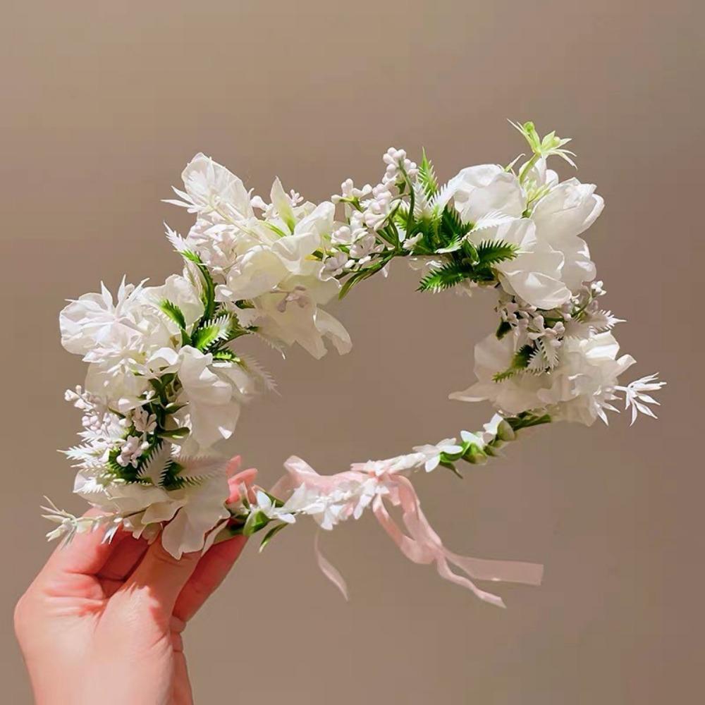 Colorful Women Wedding Floral Headband Diameter 18cm Fashion Bohemia Flower Crown Hair Accessories Multistyles