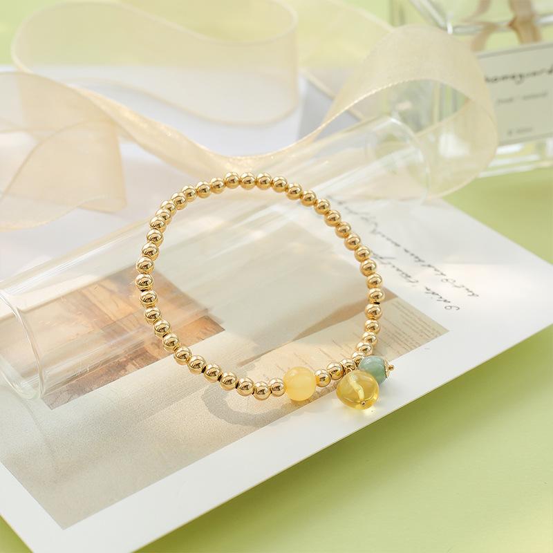 Браслет из натурального кристалла, Женская сумка 14K Gold Bag, Невыцветающие бусины, Украшение из пчелиного воска с разделителями-бусинами, Браслет из яшмы.