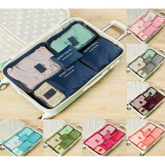 6Pcs Travel Storage Bags Clothes Organizer Waterproof Luggage Suitcase Pouch