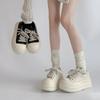 Simple Lace-up Casual Board Shoes Women's 2025 New Autumn Fashion Thick-soled Heightening Flat-soled Sports Shoes White Shoes Tide