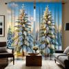 2 Pieces of HD Digital Curtain Printed White Tie Snowflake Christmas Tree Home Decoration Style Decorated Living Room Bedroom Th