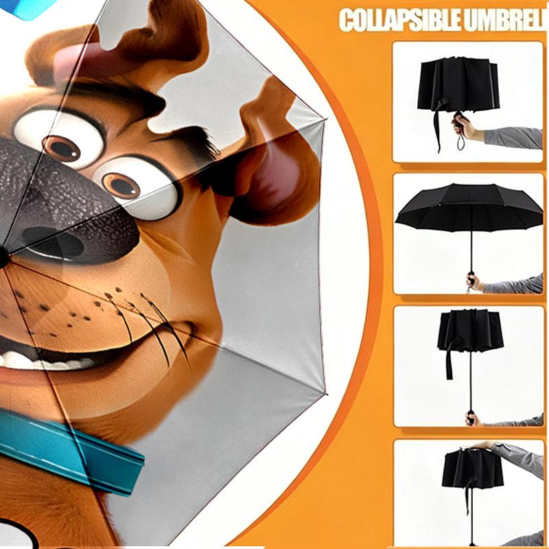 Custom Name Personalized Scooby Print Umbrella, Auto Open Close, 8‑Rib Sturdy Frame, Commute Camping Hiking Use, Birthday Gift
