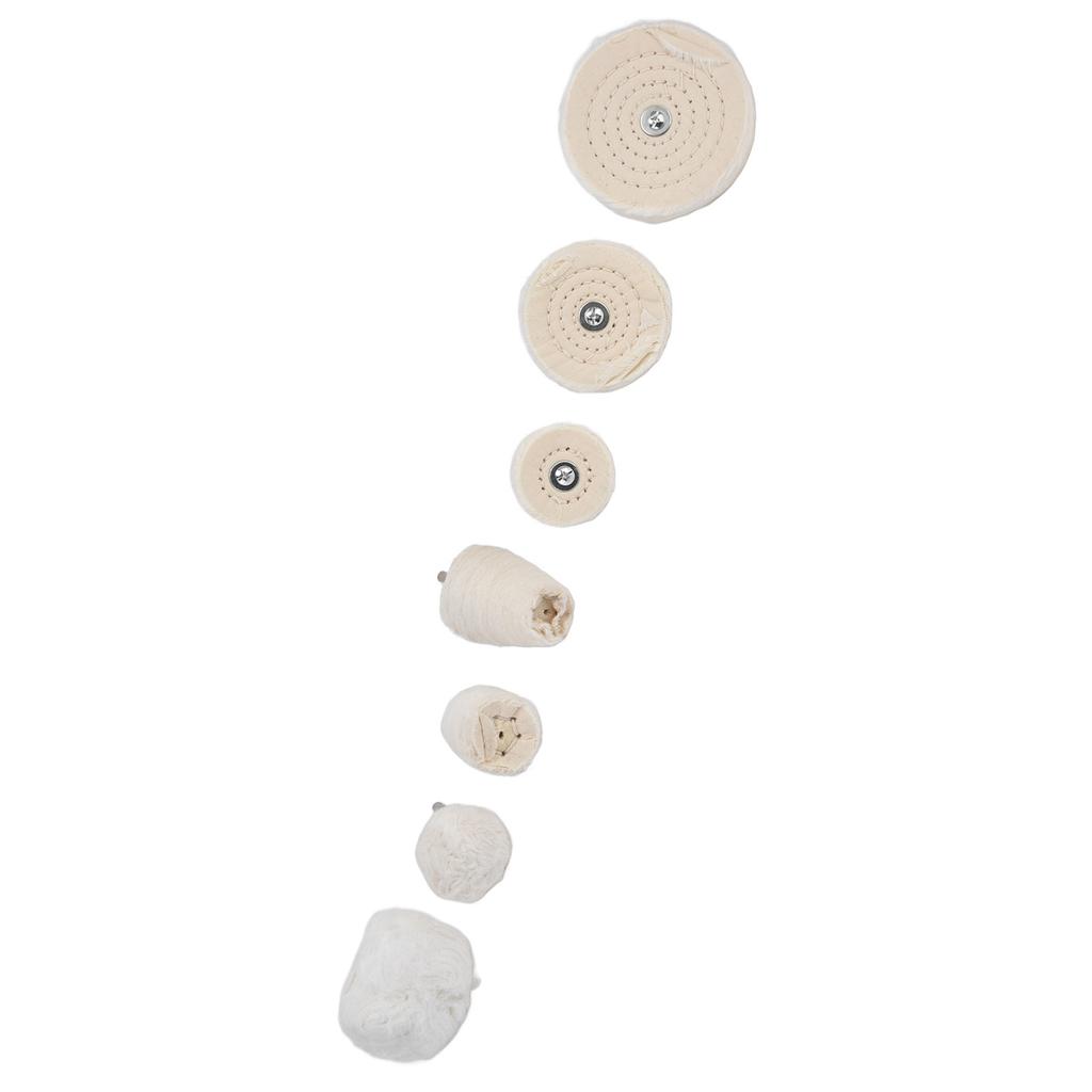 D2 7Pcs Polishing Wheel Kit Cotton Flannel Buffing Drill with 1/4in Shank for Metal Glass Grinding Polishing Cloth Wheel Set
