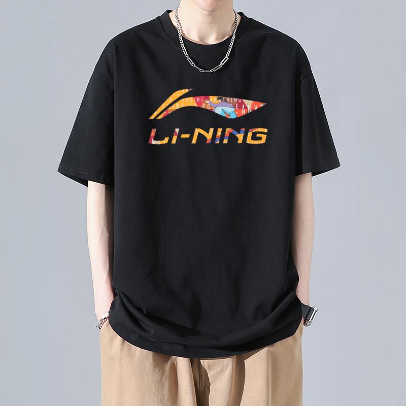 Спортивная модная коллекция Li Ning Футболка Унисекс Черный AHSU837-1