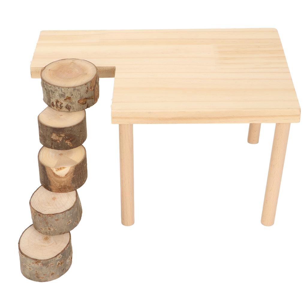 Hamster Climb Platform Decorative Wooden Small Pet Playing Activity Playground with Round Ladder