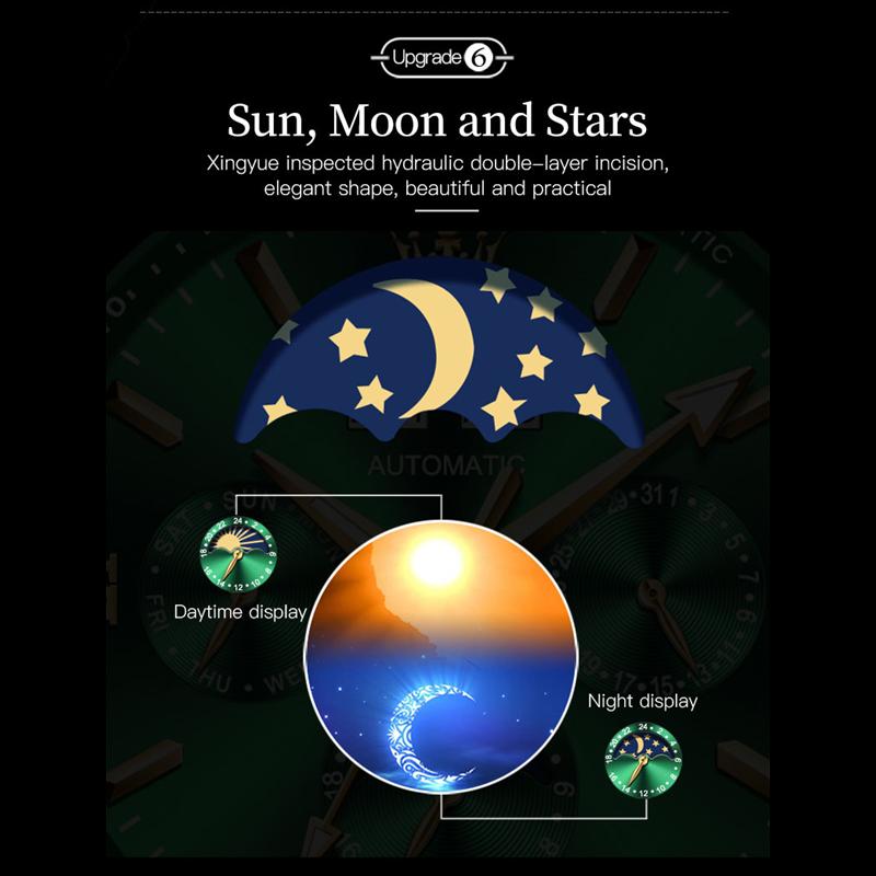 OLEVS 6633 с подарочной коробкой Роскошные автоматические механические часы Водонепроницаемые мужские часы