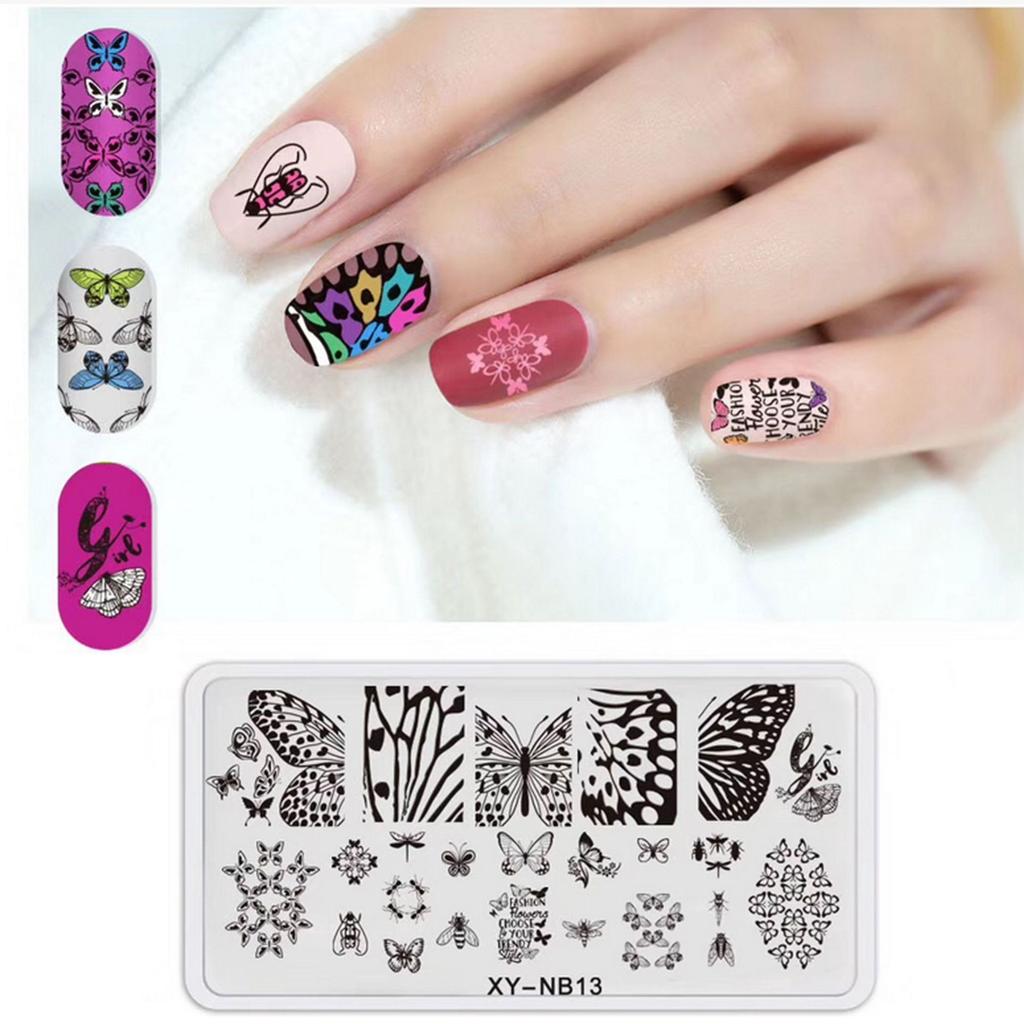 1 PC Nail Art Templates Stamping Plate Design Flower Butterfly Glass Temperature Lace Stamp Templates Plates Image Decor