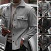 Men Jacket Lapel Single-breasted Top Solid Color Slim Thickened Warm Coat Casual Autumn Winter Outwear for Daily Wear