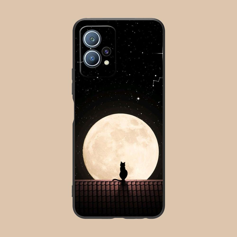 Чехол для мобильного телефона Luna Moon Cat для Huawei P60 P50 P40 P30 P20 P10 P9 P8 Pro Lite Plus Цветной печатный чехол Чехол Смартфон
