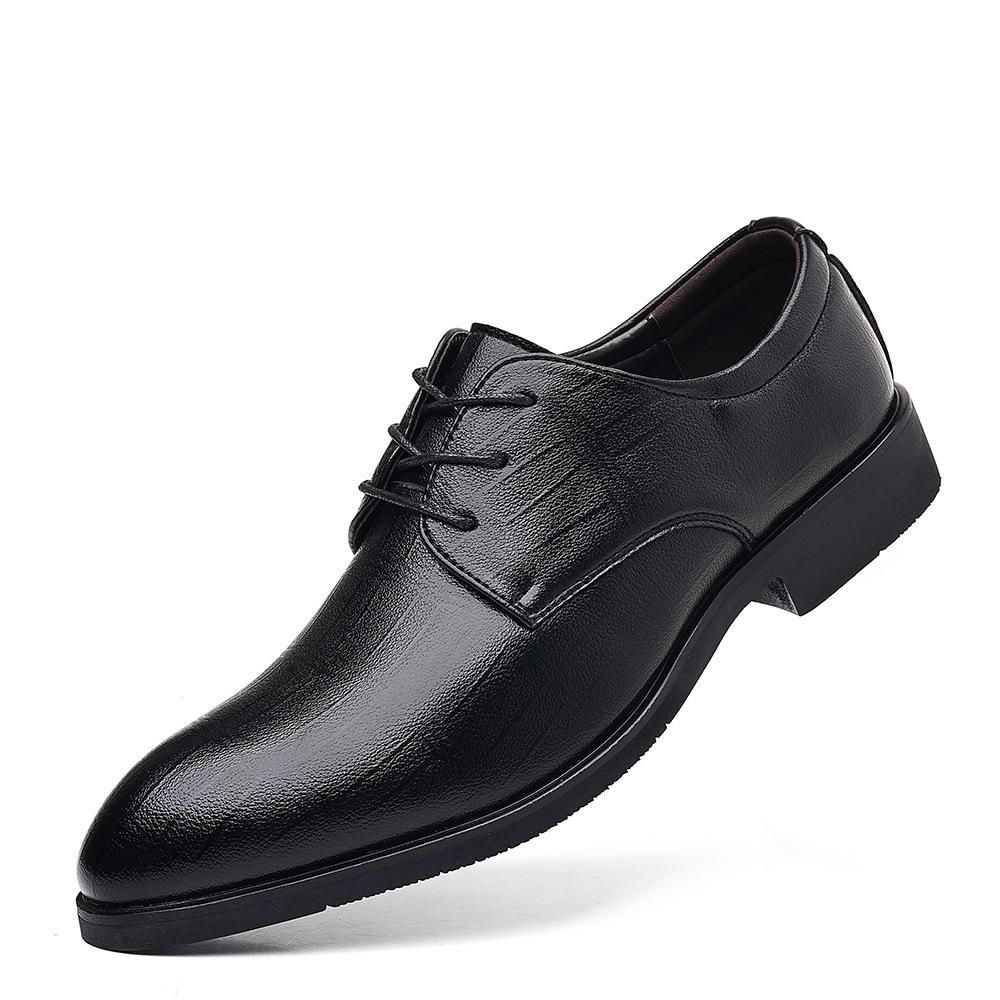 Молодежная уличная мужская кожаная обувь со встроенным подъемом каблука, мягкой подошвой, модная, универсальная, формальная, для бизнеса, всесезонная, прочная, повседневная, удобная обувь
