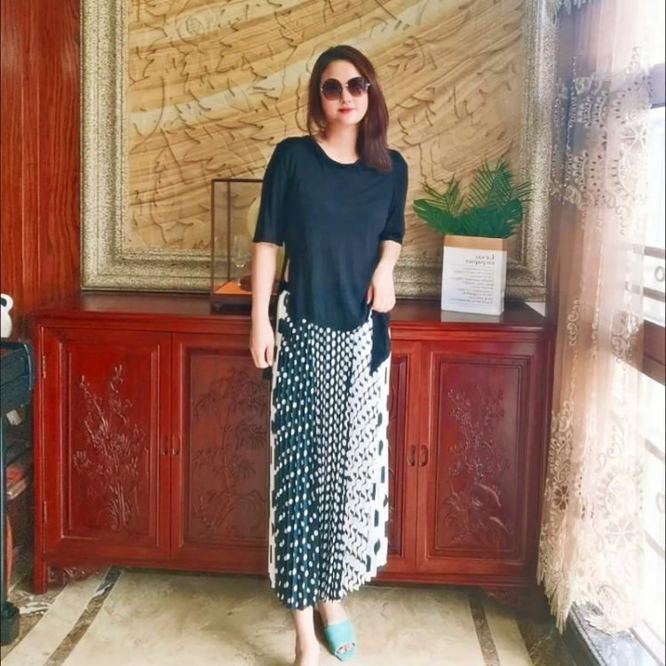 Летняя плиссированная юбка трапеции во французском стиле в горошек для женщин