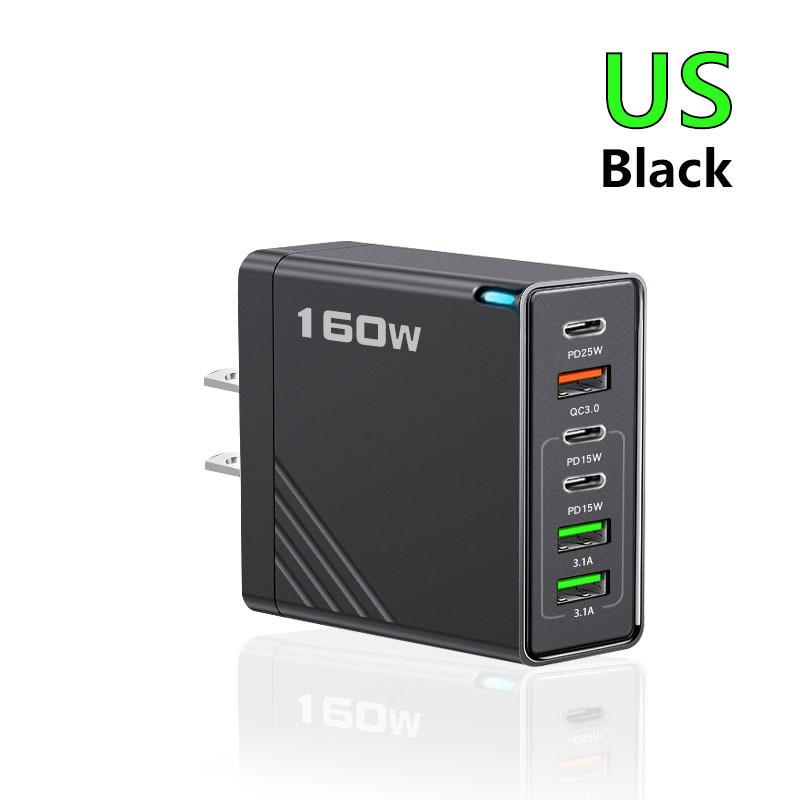 Многопортовое USB-зарядное устройство 160 Вт Type C Быстрая зарядка Вилка ЕС/США Настенное зарядное устройство для IPhone Samsung Xiaomi Huawei Адаптер для зарядки телефона