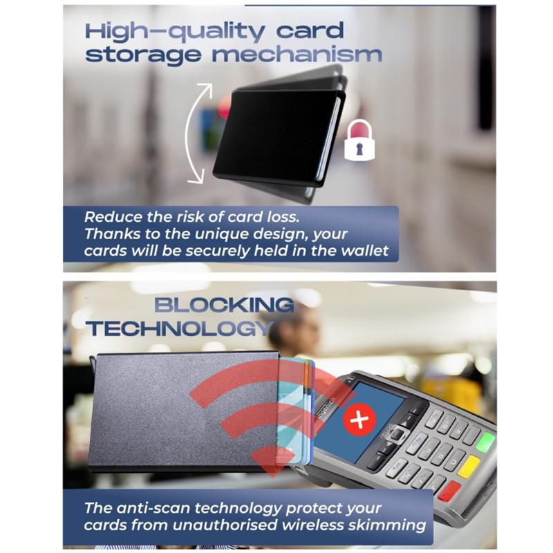 Large Capacity 6/10 Cards Holder, Men High Quality Credit Card Holder, Slim Card Case Anti-theft-RFID Auto Pop Up Travel Thin Wallets for Men