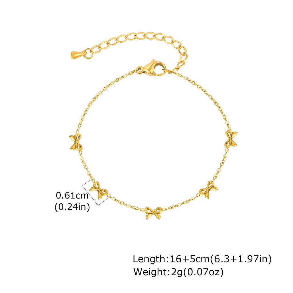 Vnox Bowknot Chain Bracelet Stainless Steel Minimalist Dainty Jewelry for Women Fashion Delicate Butterfly Knot Charm Necklaces