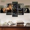 Современная настенная живопись, декоративная рамка для дома, модульные картины, HD напечатанная 5 панелей, бегущие прекрасные лошади, холст, художественный постер PENGDA