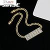 JINSE Big Hip Hop Choker Iced Out Bling Full CZ Letter Rich Pendant Necklaces Fashion Jewelry for Men and Women Punk Kolye Gifts