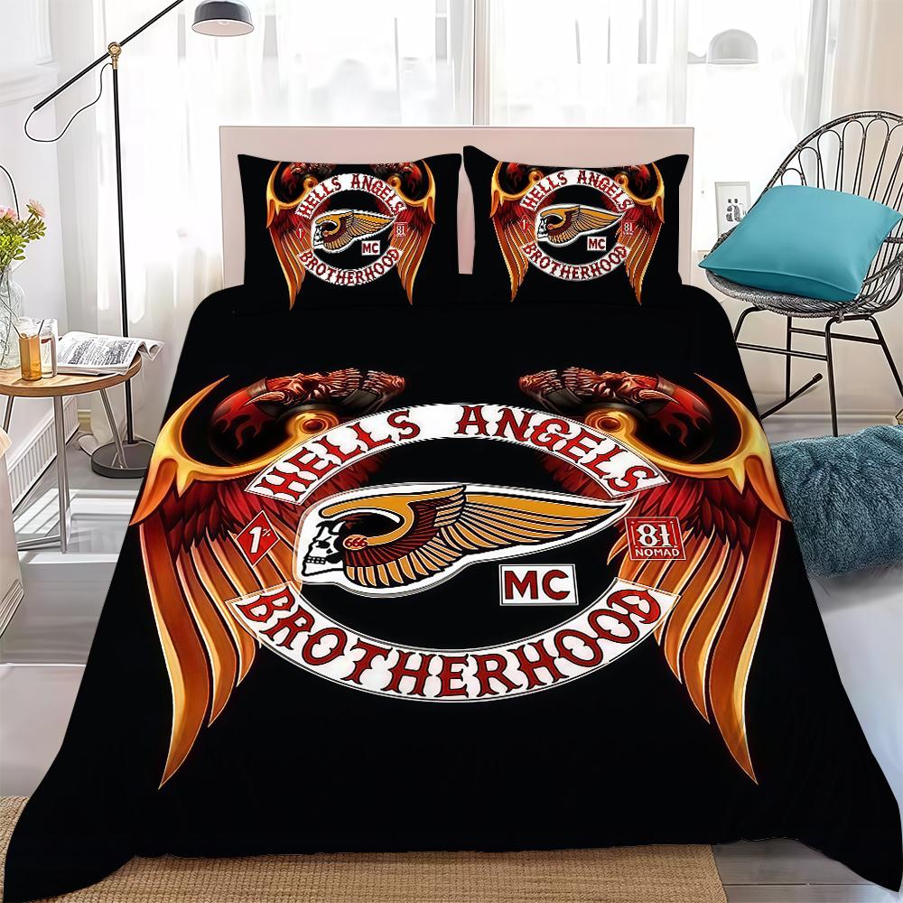 H-Hells logo A-Angels Duvet Cover Set Home Style Bedding Soft Laundry Cotton Bed 3 Piece Set Student Dormitory Gift