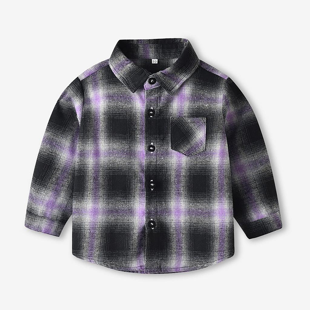 Kids Toddler Flannel Shirt Jacket Plaid Long Sleeve Lapel Button Down Shacket Baby Boys Girls Fall Shirt Coat Outwear