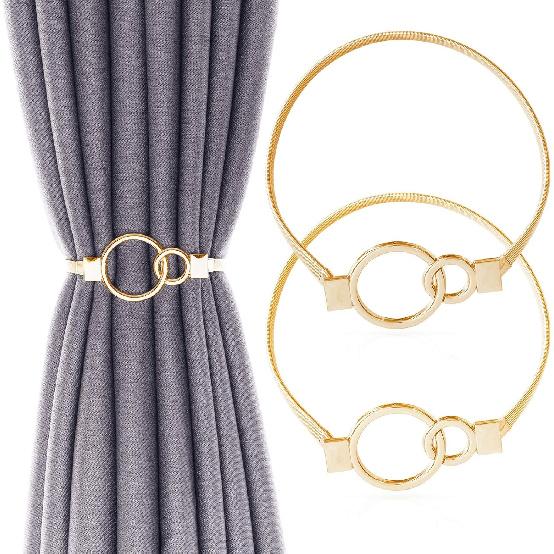 Curtain Tiebacks Aluminum Alloy Spring Design Curtain Ties Carving Design Curtain Holdback Curtain Holders for Drapes Thin or Thick Curtain Modern