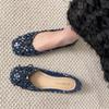 Fashion 2025 Spring New French Style Flat Shoes Fashion Versatile Elegant Bow Women Flats Shallow Mouth Soft Sequin Women Shoes Mujer