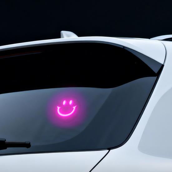 Солнечная Неоновая Лампа-Улыбка для Автомобиля с 6 Цветами, Декоративная Лампа на Присоске для Треугольного Окна, Беспроводная Светодиодная Атмосферная Лампа для Салона и Экстерьера, Автоаксессуар