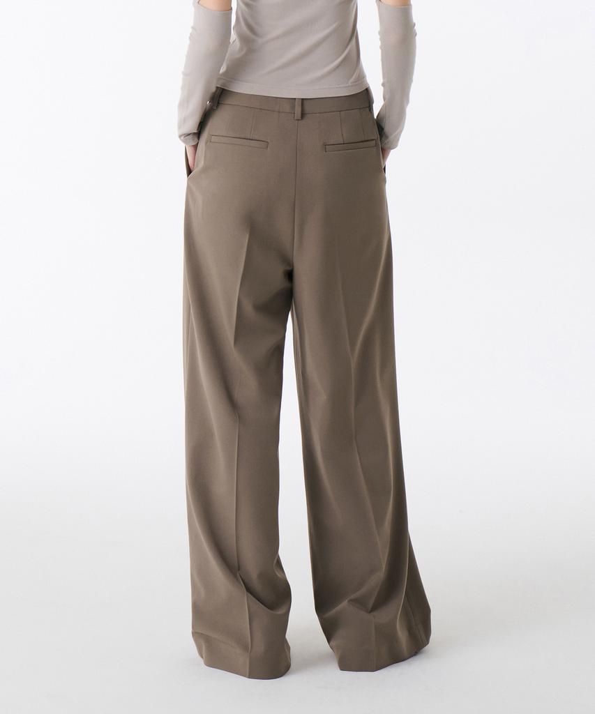 MUSINSA STANDARD WOMAN Women'S Low Waist Deep Tuck Extra Wide Hidden Banding Slacks [Dusty Beige]