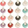 10/20/30pcs Alloy Material 8-color Clam Shell Pendant with Plastic Decorative Beads, Used for Necklace and Jewelry Making