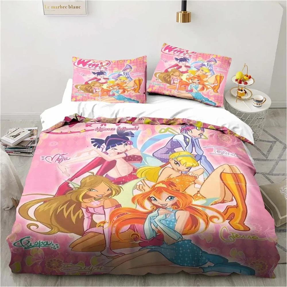 Комплект постельного белья Winx Anime Kawaii, комплект пододеяльников, легкий мягкий пододеяльник, декоративное постельное белье для подростков, мальчиков, девочек, подарок, большой
