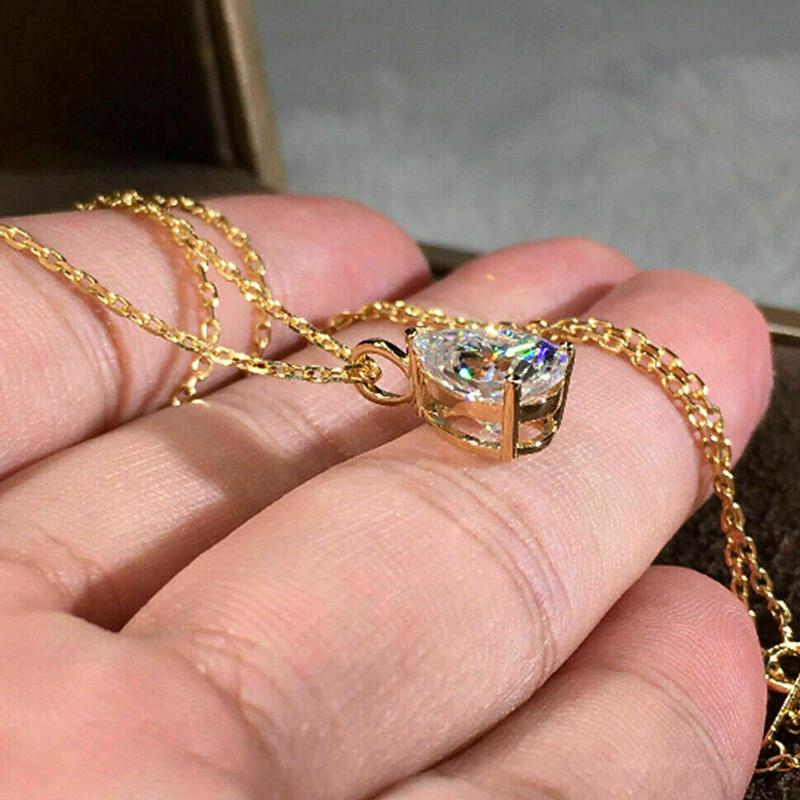 Роскошное ожерелье с подвеской Huitan Waterdrop Cubic Zirconia для женщин, простые элегантные аксессуары для шеи для свадебной вечеринки, модные ювелирные изделия
