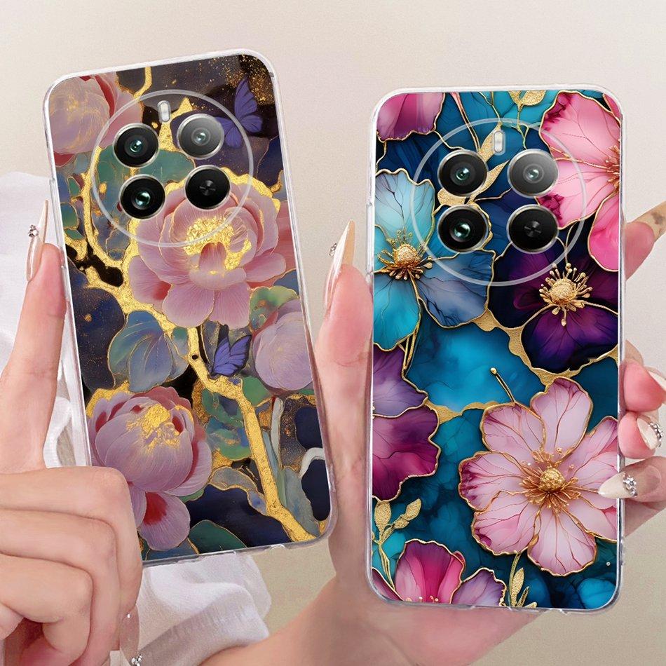For Realme 12+ 12X 12 5G Cute Flower Butterfly Cat Painted Case For Realme12 5G 12 Plus 12X 12Plus Soft Silicone TPU Phone Cases