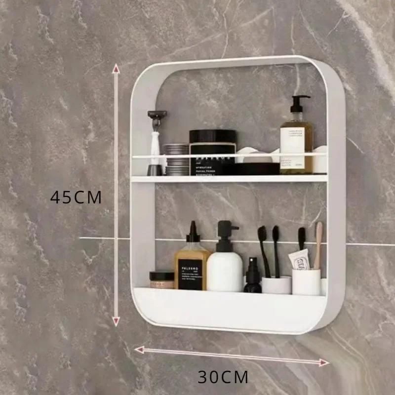 Bathroom Storage Shelf Kitchen Mounted Storage Rack Wall Mounted Shelves Bathroom Framed Multi-Layer Punch-Free Cosmetic Shelf