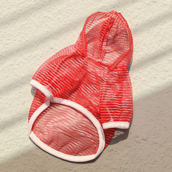 Одежда для домашних животных Легкая сетчатая ткань с капюшоном и коротким рукавом Дышащая одежда для защиты от солнца Легко стирается Быстросохнущая жилетка для домашних животных