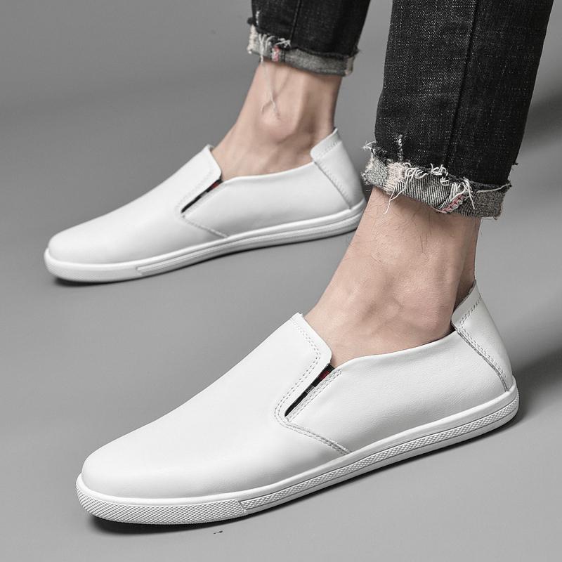 Модная повседневная мужская обувь на плоской подошве Классический минималистичный дизайн Повседневная офисная, для отдыха и вечеринок Универсальная черно-белая обувь Без застежек
