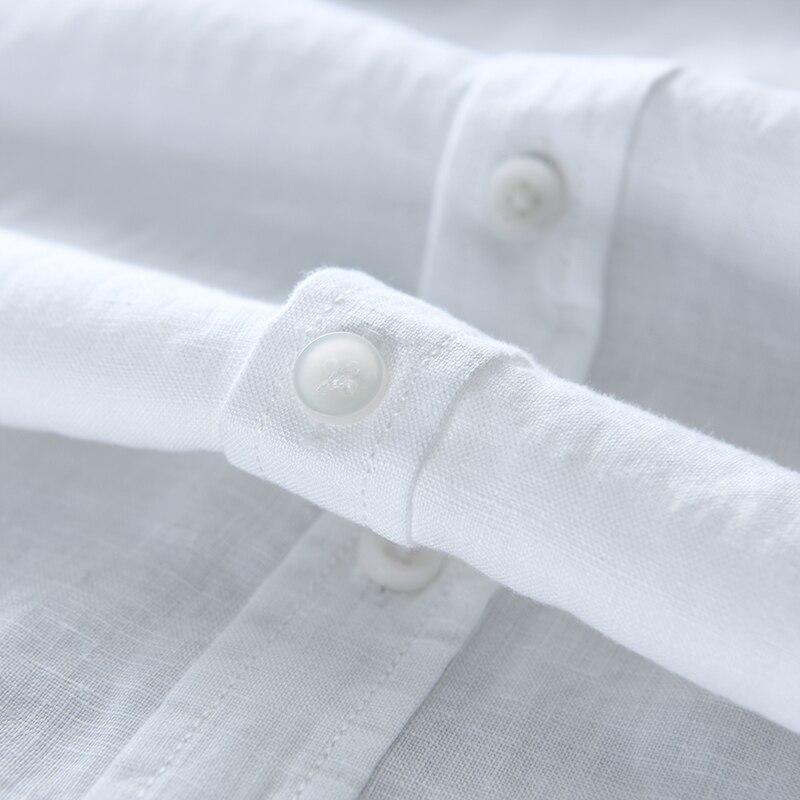 Designer Italy Style 100% Linen Long-sleeved Shirt Men  Casual 5 Colors Solid White Shirts For Men Top Camisa Chemise