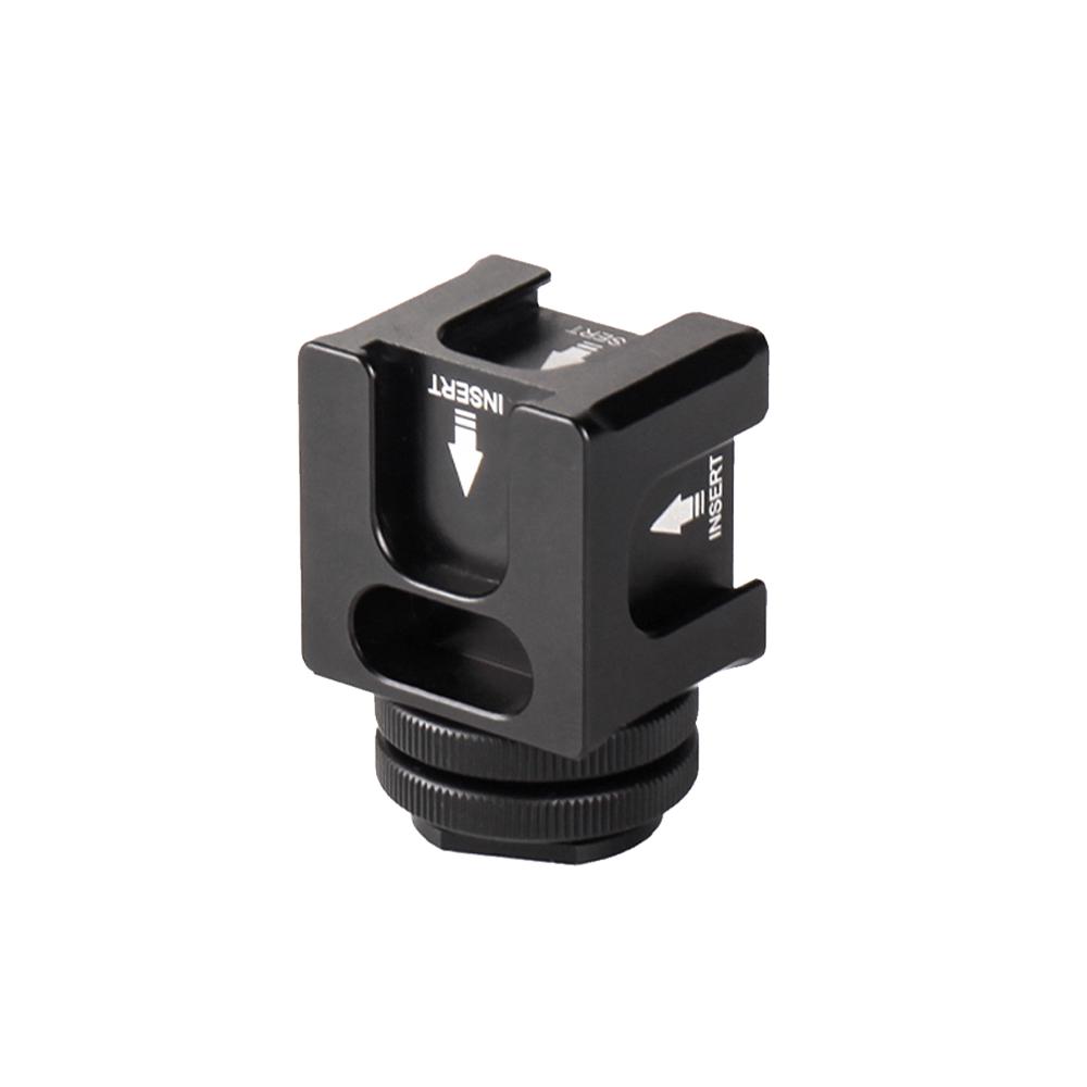 Universal Aluminium Alloy Cold Shoe Camera Mount Adapter with 4 Cold Shoe Mount 1/4 Inch Screw